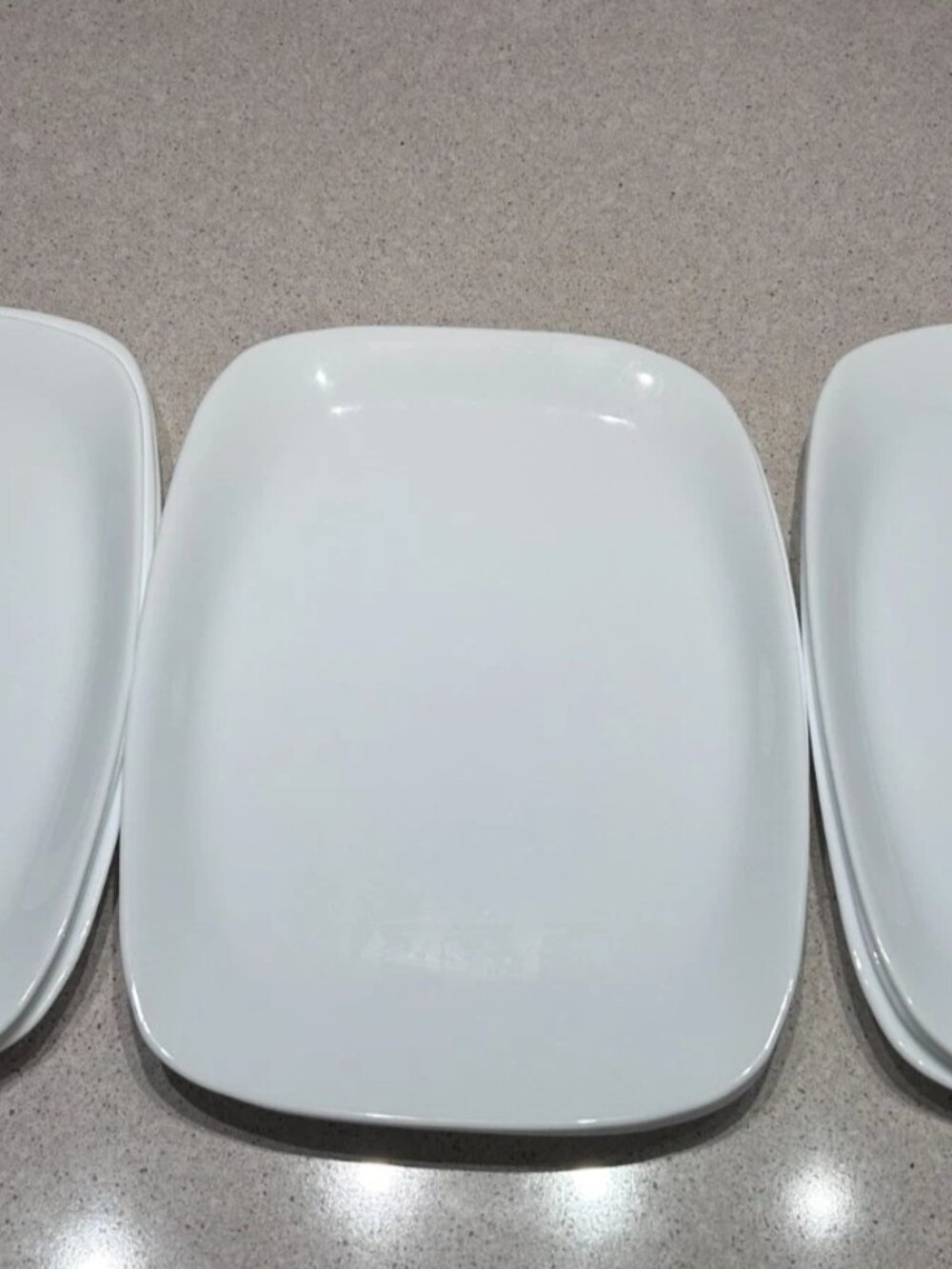 Set of 8 Bormioli Rocco White Tempered Opal Glass Plates (Parma Collection)
